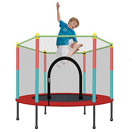 TOYMATE Kids Trampoline with Safety Enclosure Net 5FT Trampoline for