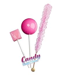 Candy Buffet Store. Pink Rock Candy on a Stick. Pack de 24 (sabor a cereza). Guía incluida de cómo construir un Candy Buffet Table. Fabuloso para fiestas o para cumpleaños de niñas.
