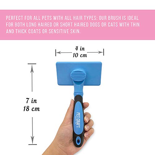 Pet Craft Supply Self Cleaning Slicker Pet Grooming Brush for Dogs and Cats with Short to Long Hair, Removes Mats, Tangles and Loose Hair