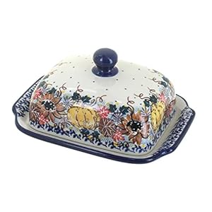 Blue Rose Polish Pottery Harvest Bounty Butter Dish