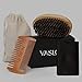 VASLON Boar Bristle Hair Brush Set for Women and Men,Brush and Comb kit for Grooming, Styling & Shaping - Handmade Wooden Comb and Natural Boar Bristle.