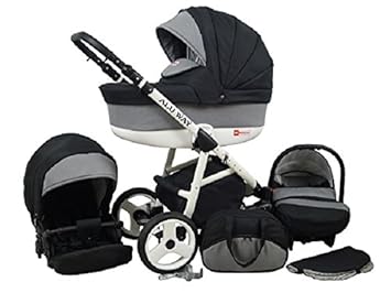 Kinderwagen BABYLUX ALU WAY KARBONS, 3 in 1- Set Wanne Buggy Babyschale,Muffe