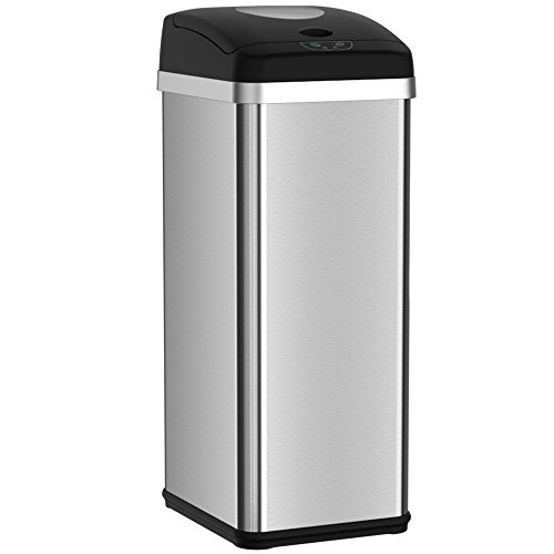HALO 13 Gallon Touchless Trash Compactor Automatic Trash Can, Stainless Steel Sensor Kitchen
