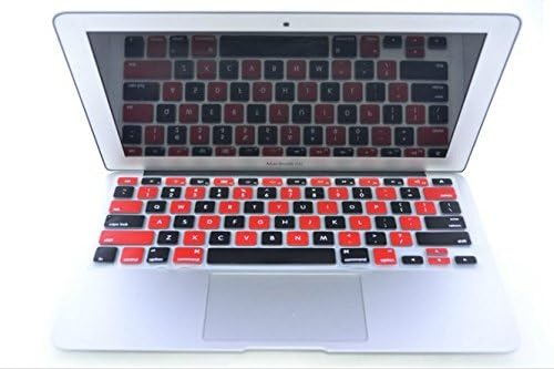 HQF Durable Keyboard Cover Protector Silicone Rubber Keyboard Cover Skin for MacBook Pro 13" 15"(Red&Black)
