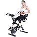 MaxKare 3 in1 Folding Magnetic Upright Exercise Bike w/Pulse, Indoor Stationary Bike with Adjustable Arm Resistance Bands and LCD Monitor