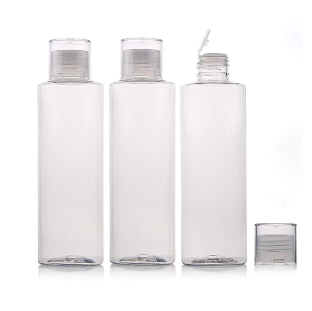 VASANA 3PCS Empty Clear Plastic Soft Squeeze Bottle with Flip Cap Refillable Cosmetic Makeup Travel Sample Packing Tube Container Jars for Cosmetic Bath Shower Gel Lotion Liquid Shampoo (250ml)