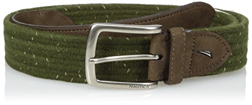 Nautica men s 1.5 in. stretch fabric braided belt with logo tab, …