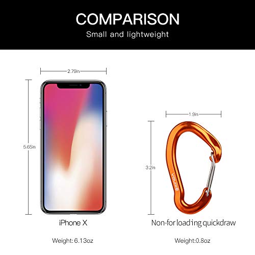 XINDA Small Carabiner Clip Keychains Quickdraws - 16KN Lightweight Mini Wiregate Carabiner Heavy Duty, Outdoor Aluminum Carabiners for Hammocks Climbing Camping Fishing Hiking (4 Orange)