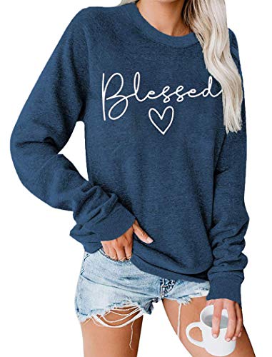 UNIQUEONE Blessed Sweatshirt for Women Letter Print