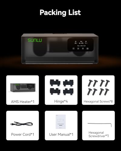 SUNLU AMS Heater for Bamboo Lab AMS Gen 1, 4 Coils Rapid Dryer Upgrade Kit, Simultaneous Printing and Drying, Heating 70 °C in 20 Min with Double Ventilation and Triple Protection