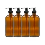 16oz Refillable Boston Round Amber Glass Bottles