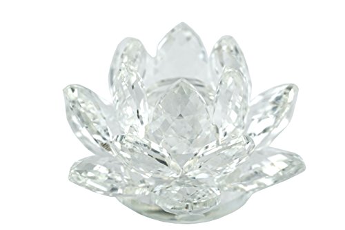 MstechcorpSapphire Sparkle Crystal 3 inch Decorative Clear Reflection Lotus Flower For Feng Shui Home Decor with Gift Box (Crystal Clear)