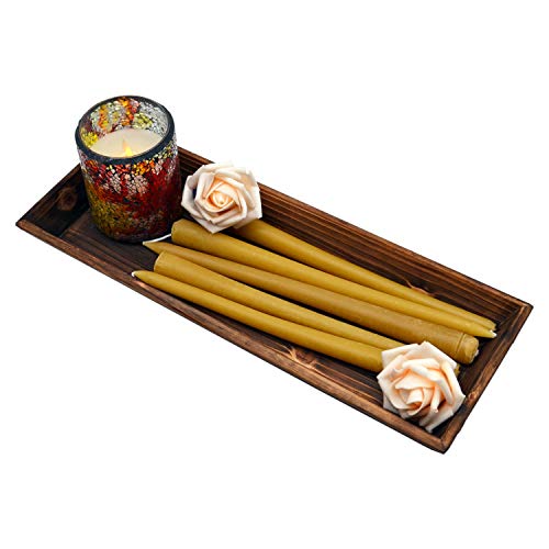 AGLARY Wood Candle Holder with Metal Handle, Rectangle Decorative Tray for Display Candle, Dining Table, Wedding