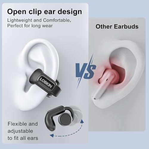 LOBKIN Open Ear Headphones, Clip On Earphones, Wireless Earbuds Bluetooth 5.4, Open Ear Earbuds with LED Touchscreen Display and 4GB Memory,36 Hours Playtime,Sports Headphones for Fitness and Running | Bluetooth 5.4, with LED Touchscreen Display and 4GB Memory,36H Playtime,Sports Earphones for Fitness and Running