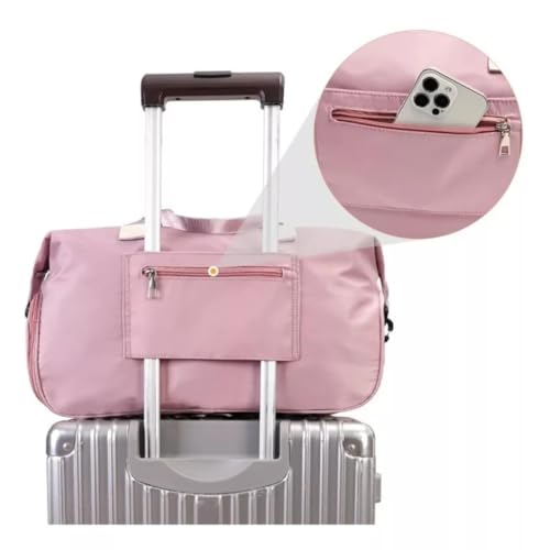 Bolsa Mala de Mão Feminina Grande Transversal Viagem Espaçosa 10 Kg Bordo Rigida Zíper Academia Necessaire Passeio Espaçosa (Rosa)