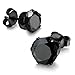 Jstyle Stainless Steel Mens Cubic Zirconia Stud Earrings for Women Black Pierced 5mm