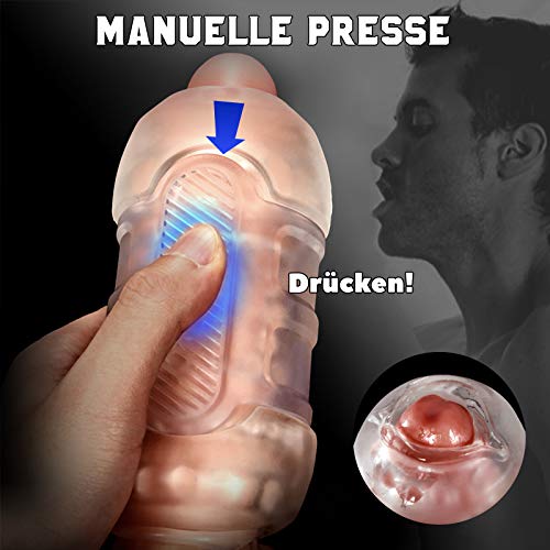 MORUIOY Transparenter Masturbator Cup, diskrete 3D Oral Masturbatoren, Realistische Blow Job Vagina masturbieren mann, Manueller Cup-Masturbatoren, Silikon Sexspielzeug für männer Erotik