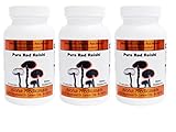Organic Pure Red Reishi (Ganoderma lucidum) 500 mg - by Aloha Medicinals - 3 Bottles of 90 Capsules