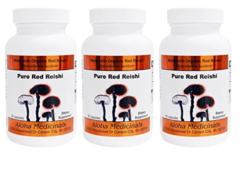 Organic Pure Red Reishi (Ganoderma lucidum) 500 mg - by Aloha Medicinals - 3 Bottles of 90 Capsules Organic Pure Red Reishi (Ganoderma lucidum) 500 mg - by Aloha Medicinals - 3 Bottles of 90 Capsules