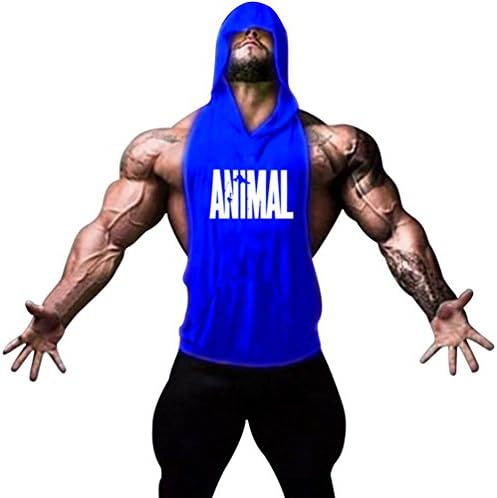 Gillbro Mens Bodybuilding Stringer Hoodie Gym Tank Top Hooded Waistcoat