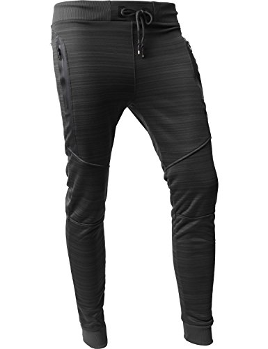 Hat and Beyond VW Mens Jogger Pants Biker Slim Fit Casual Fleece Active Elastic 1VWA5001-18 (Medium, P101_Black)