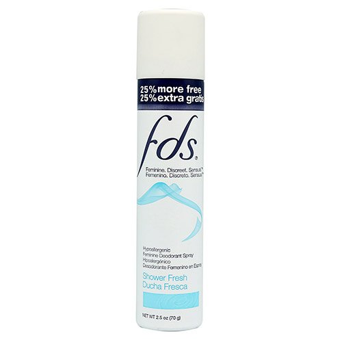 FDS Hypo-Allergenic Feminine Deodorant Spray, Shower Fresh, 2oz + 25% BONUS (12-Packs)
