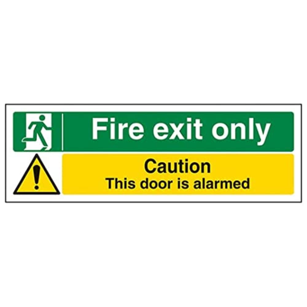 V Safety Fire Exit - Fire Exit Only/Door Alarmed - 450 X 150mm — image 1