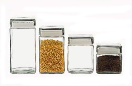 Amazon Com Libbey 80410 Square Shaped Glass Storage Canisters
