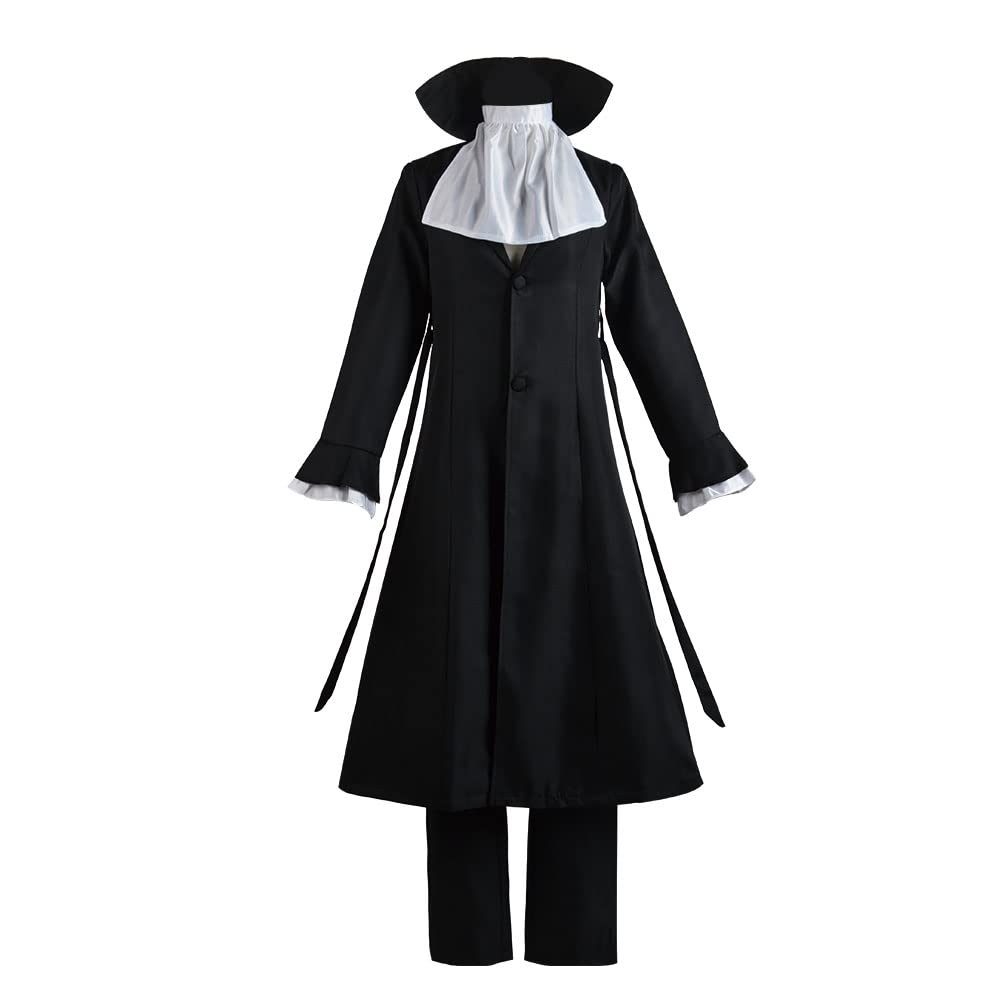 OSIAS Ryunosuke Akutagawa Black Long Coat Costume Set-Premium Quality Replica with Accurate Sizing(L)
