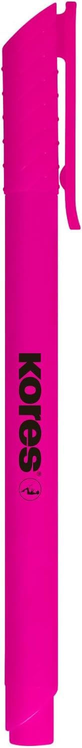Kores - Fine Pink Fluorescent Highlighter Pens - High Liner, Water Based-Ink Highlighter Pen Set with Ergonomic Shape, 1-4mm - Stationery School Supplies, Office Supplies - Set of 12 — image 1