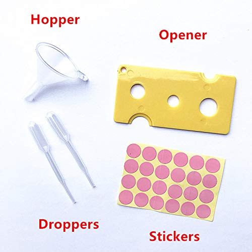24 Pack,5ml Roller Bottles for Essential Oils with Stainless Steel Roller Balls+ 2 Droppers+ 1 Opener+ 1 Hopper+ 24 Stickers