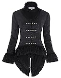 Belle Poque Womens Gothic Steampunk Floral Jacket Coat With Lace Embellishments BP223