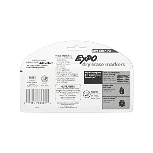 EXPO Fine Point Dry Erase Markers, Black, 4-Pack - Image 5