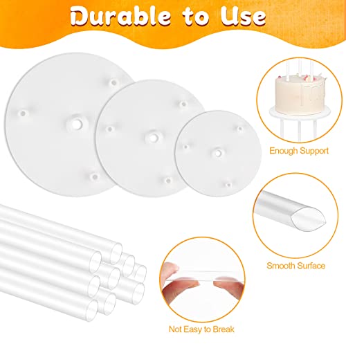Reastar Cake supports, reusable cake stand, 9 pieces cake dowels with 3 cake bases, plastic dowel rods, cake support set - for wedding, birthday, tiered cake making and stacking