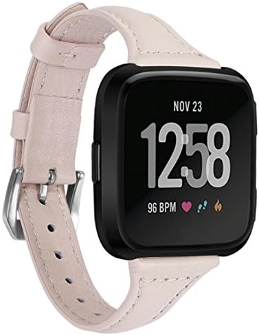 Guidan For Fitbit Versa-Quick Release Classic Genuine Leather-Extra Soft Watch Strap Replacement Wristband (Pink)