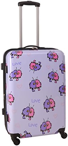 Ed Heck Multi Love Birds Hardside Spinner Luggage 25 Inch, Light Purple, One Size