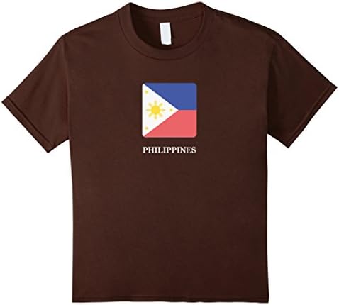 Kids Philippines National Flag T-shirt White Letter Filipino Flag 4 Brown