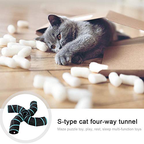 FOONEE Pet Cat Tunnel Toys 4 Way,Indoors Collapsible Cat Tunnels Tubes with Storage Bag,Large Cat Tunnel Play Toy Crinkle for Kitty, Puppy, Rabbits, Kitten, Guinea Pig Outdoor Playing - Thumbnail 3