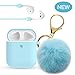 OULUOQI for Airpod Case -Slicone Cute for Airpods Case Cover with Pom Pom Keychain Compatible with Apple Airpods 2 &1 (Front LED Visible)