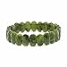 Natural Canadian Nephrite Gemstone Faceted 14mm Oval Beads Stretch Bracelet 7
