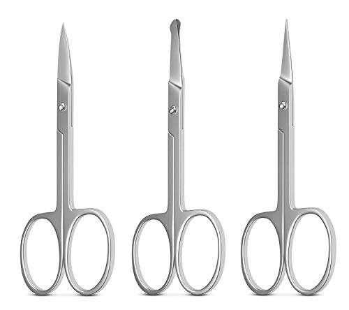 image for Hore Nose Hair Scissors 3 Pairs Curved and Rounded Facial Hair Scissor