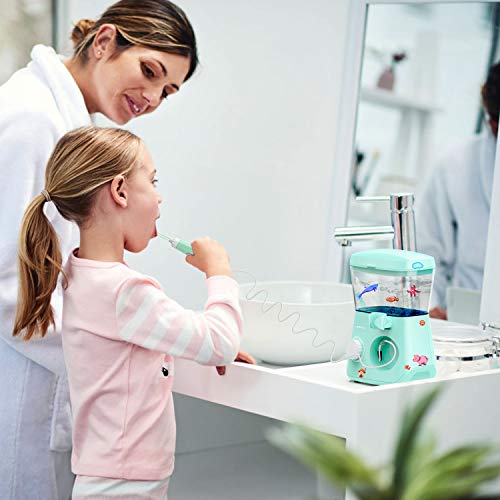 Liberex Water Flosser for Kids - 600ML Oral Irrigator Dental Flosser for Teeth/Braces, 8 Dental Nozzle Jets, 3 Min Timer, 10 Pressure Levels, IP X7 Waterproof Anti Leakage Water Pick Teeth Cleaner