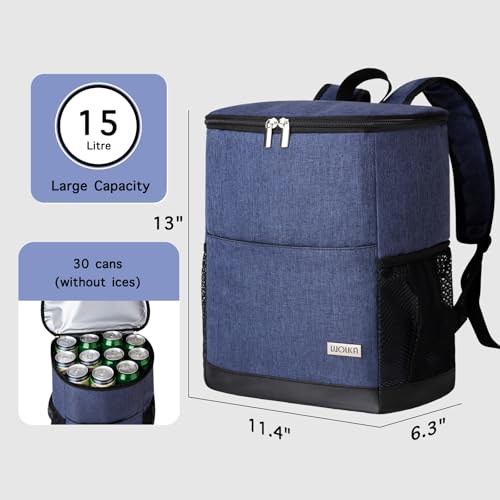 Insulated Cooler Backpack Small- Leak Proof Backpack Cooler 30 Cans, Waterproof Lightweight Cooler Bag for 12h Hot/Cold Retention - Portable Soft Cooler for Travel, Camping, Beach-NavyBlue