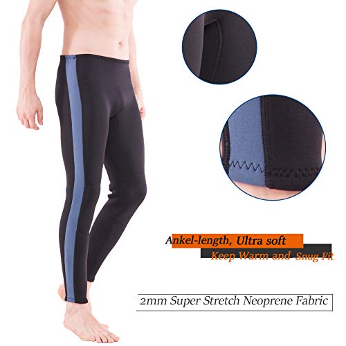 Flexel Wetsuit Pants 2MM Neoprene Men and Women's Surfing Leggings Swim Tights for Diving Snorkeling Kayaking Canoeing Trousers (2mm Pants Navy, Small)