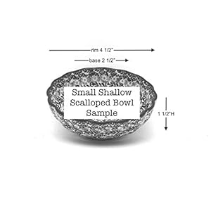 Polish Pottery Bowl – Shallow Scalloped – Small – Blue Berries