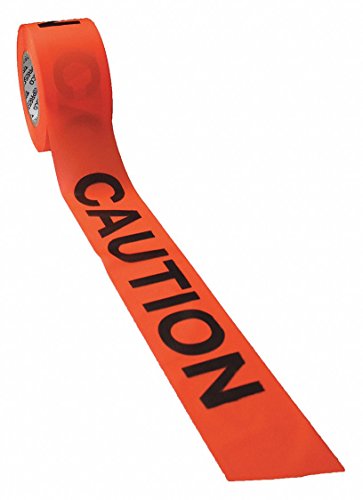 Barricade Tape, Orange Glo/Black, 3" x 500 ft, Caution