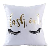 Kingla Home Decorative Flannel Throw Pillow Case Soft Couch Pillow Covers Golden Lash Out Eyelash Throw Pillow Covers 18x18 Inch
