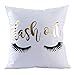 Kingla Home Decorative Flannel Throw Pillow Case Soft Couch Pillow Covers Golden Lash Out Eyelash Throw Pillow Covers 18x18 Inch
