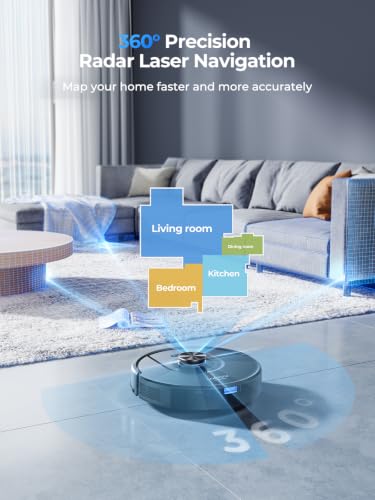 Laresar Clean Robot Vacuum Cleaner with Mop, 8000Pa Robotic Vacuum with LiDAR Navigation, 180 Min Runtime, 3-in-1 Sweep and Mop, 5 Maps, App/Voice Control for Pet Hair, Carpet and Hard Floors, Mars01