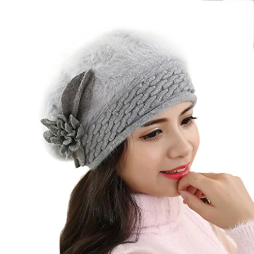AMA(TM) Women Slouch Baggy Winter Warm Knit Crochet Beanie Hat Cap Beret (Gray)